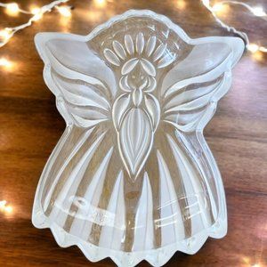 Gorham Holiday Traditions 8½” Angel Candy Dish (Clear & Frosted Glass, Trinket)